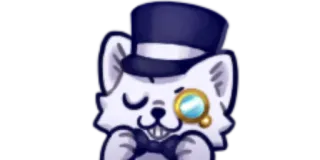 🎩 mèo, kính một mắt, mũ, phim hoạt hình, trắng telegram sticker