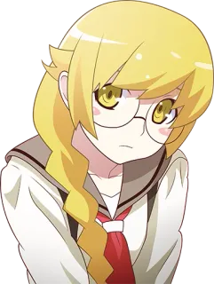 😔 Anime, Garota, Óculos, Uniforme escolar, Loira, Fofa telegram sticker