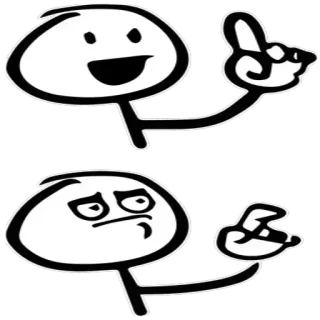 😅 stick figure, middle finger, pointing, expression, cartoon telegram sticker
