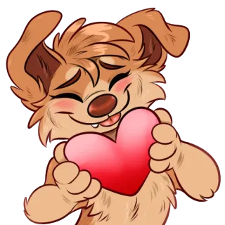 ❤️ chien, mignon, amour, coeur, dessin animé, animal telegram sticker