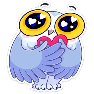 ❤️ gufo, cuore, amore, carino, cartone animato, adesivo telegram sticker