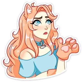 🤨 catgirl, anime, kawaii, cat, sticker, cute, girl whatsapp sticker