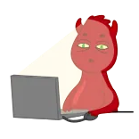 😙 desenho animado, computador, trabalho, personagem, laptop, online telegram sticker