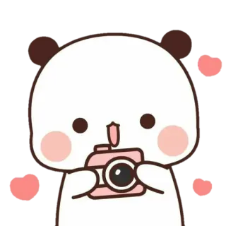 🍯 แพนด้า, กล้อง, น่ารัก, คาวาอิ, สัตว์, สติกเกอร์, หัวใจ, สีชมพู telegram sticker