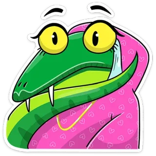 🤔 cobra, desenho animado, animal, fofo, rosa, réptil telegram sticker