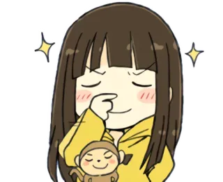 😏 การ์ตูน, อนิเมะ, ผู้หญิง, ลิง, น่ารัก, สติกเกอร์ telegram sticker