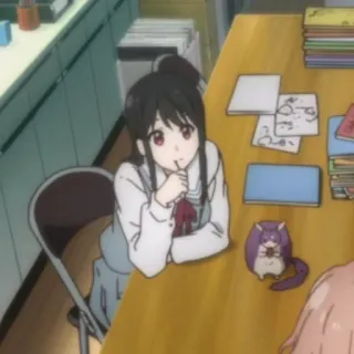 🍶 Anime, Mädchen, Schuluniform, Süß, Katze, Zeichnung whatsapp sticker