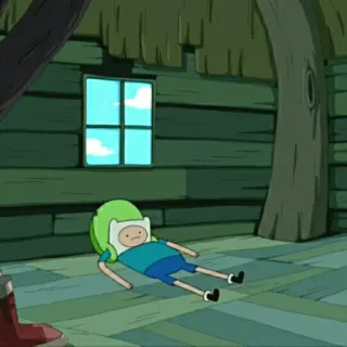 🤪 Finn Adventure Time Finn the Human, cartoon, Adventure Time, character, lying down telegram sticker