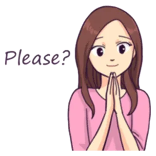 😊 Please? supplicante, implorante, ragazza, carina, richiesta telegram sticker
