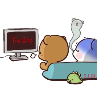 👻 The End orso, computer, fine, cartone animato telegram sticker