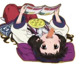 🐻 anime, girl, reading, kimono, character, book, cartoon telegram sticker