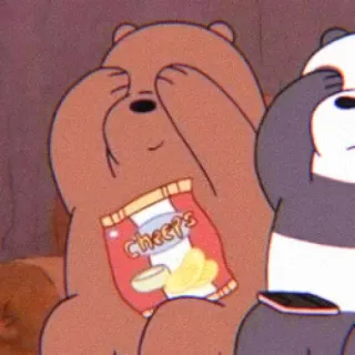 🧸 Cheers медведь, мультфильм, закуска, чипсы whatsapp sticker
