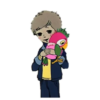 🥰 niño, loro, lindo, dibujo animado whatsapp sticker