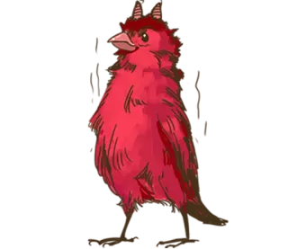 😈 птица, красный, чёрт, рога, животное, милый whatsapp sticker
