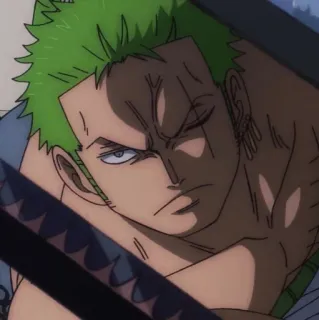 🍾 Zoro One Piece Аниме, Мечник, Зеленые волосы, Шрам, Ророноа Зоро, One Piece telegram sticker