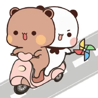 🛵 urso, panda, scooter, fofo, desenho animado, amizade whatsapp sticker