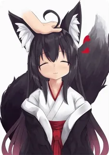 🦊 Anime, Garota raposa, Kemonomimi, Fofo, Acariciar cabeça, Mangá, Kawaii telegram sticker