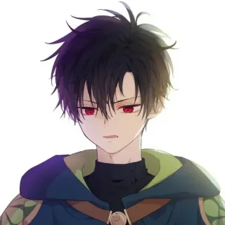 🔮 Anime, Garçon, Yeux Rouges, Cheveux Noirs, Cape, Fantaisie, Personnage, Illustration telegram sticker