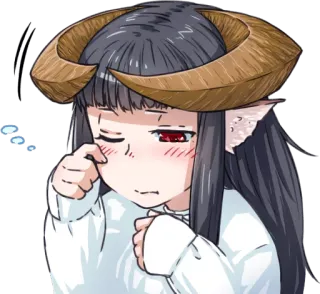 😪 アニメ, 女の子, 角, 泣く, エルフ耳, 悲しい telegram sticker