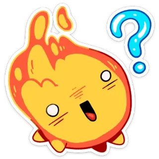 🤨 feu, question, flamme, point d'interrogation, confus, orange whatsapp sticker