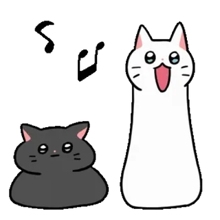 ❤️ ♪ chat, chat blanc, chat noir, note de musique, mignon, dessin animé telegram sticker