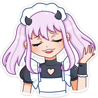 😌 Animé, Maid, Diable, Mignon, Kawaii, Dessin animé telegram sticker