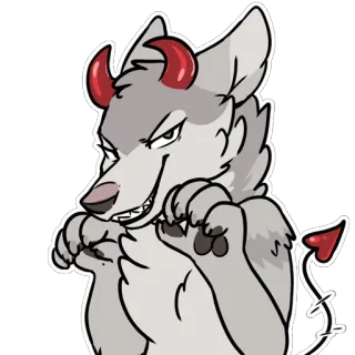 😈 duivel, hoorns, furry, hondachtig, cartoon telegram sticker