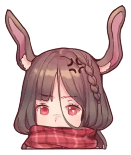 😡 anime, bunny, girl, angry, scarf, red eyes, cute telegram sticker