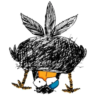 🤔 Kikoriki crow, bird, handstand, upside down, cartoon, sketch, doodle telegram sticker