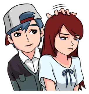 ☺️ Anime, Cartoni animati, Triste, Coppia, Conforto, Cartoni animati, Illustrazione whatsapp sticker