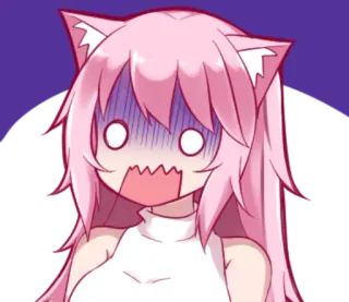😱 animé, fille chat, choqué, surpris, cheveux roses telegram sticker