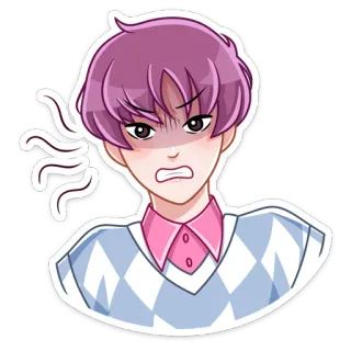 😠 Anime, Manga, Dibujos animados, Enojado, Molesto, Pelo rosa telegram sticker
