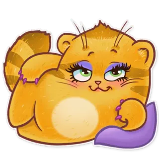 😘 gato, fofo, animal, desenho animado, adesivo, gato laranja, deitado telegram sticker