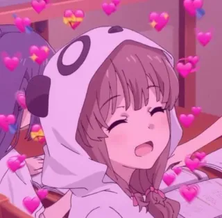 💖 Anime, Cartone animato, Ragazza, Panda, Cuori, Carino telegram sticker