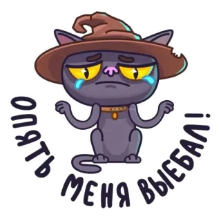 😅 ОПЯТЬ МЕНЯ ВЫЕБАЛИ!! kucing, penyihir, sedih, sihir telegram sticker