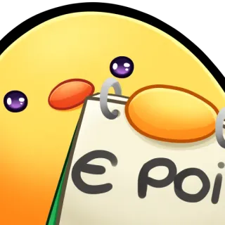 🐤 e Poi dibujo animado, pájaro, amarillo, bloc de notas whatsapp sticker