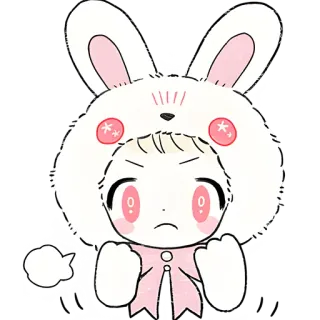 😤 thỏ, dễ thương, anime, hoạt hình, mũ, hình minh họa telegram sticker