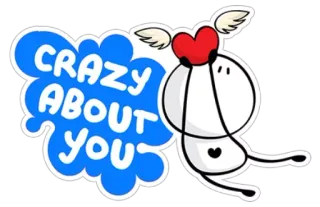 ❤ CRAZY ABOUT YOU liefde, hart, gek, genegenheid, schattig, cartoon telegram sticker