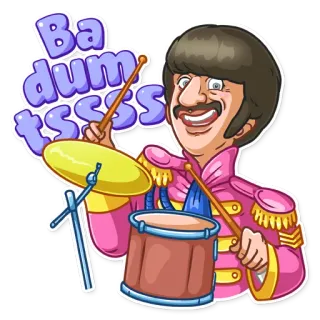 🤪 Ringo Starr Ba dum tsss ドラマー, 音楽, ビートルズ, 漫画, ジョーク telegram sticker