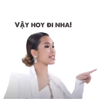 🤭 VẬY HOY ĐI NHA! mulher, apontando, vietnamita, expressão, adesivo whatsapp sticker