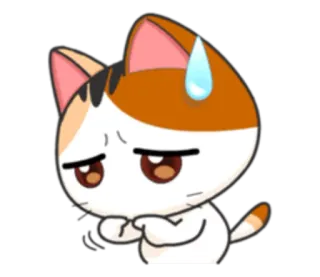 😥 고양이, 귀여운, 초조한, 불안한, 걱정하는, 만화 telegram sticker