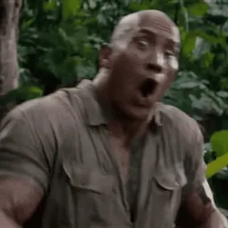 😮 Dwayne Johnson choqué, acteur, jungle, surpris, The Rock, Dwayne Johnson whatsapp sticker