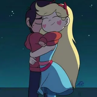 💫 Star Butterfly Star vs. the Forces of Evil animado, dibujos animados, abrazo, romántico, pareja whatsapp sticker
