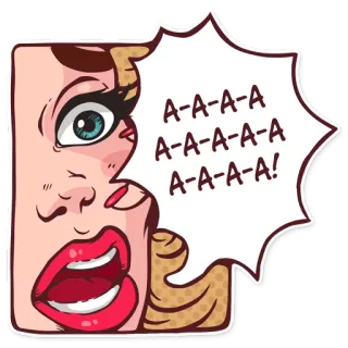 😨 A-A-A-A
A-A-A-A-A
A-A-A-A! scream, face, woman, comic, expression, mouth, onomatopoeia telegram sticker