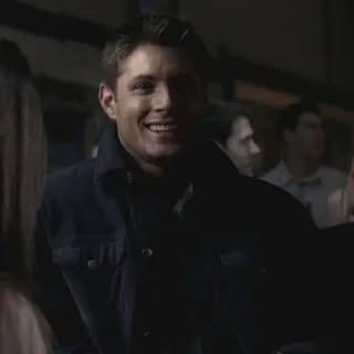 🙋 Dean Winchester Supernatural sonriendo, feliz, hombre, serie de TV, sobrenatural, Dean Winchester whatsapp sticker