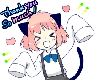 🙏 Thank you so much! obrigado, fofo, anime, gato, kawaii, gratidão, corações, garota telegram sticker