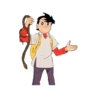 🐍 dessin animé, garçon, serpent, animal, illustration, animal de compagnie whatsapp sticker