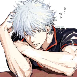 ✨ Sakata Gintoki Gintama 何よ? Аниме, Гинтама, Саката Гинтоки, Белые волосы, Мужчина whatsapp sticker