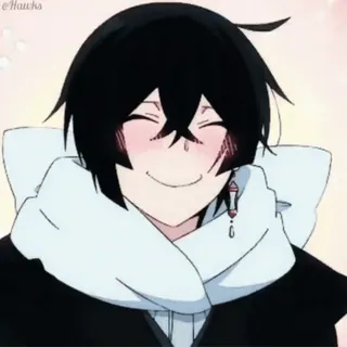 ☺️ Anime, Mangá, Feliz, Sorrindo, Cabelo preto whatsapp sticker
