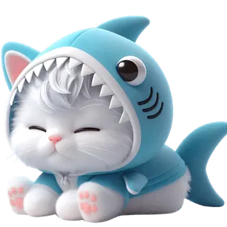😣 chat, chaton, requin, animal, mignon, animal de compagnie, dessin animé, kawaii telegram sticker